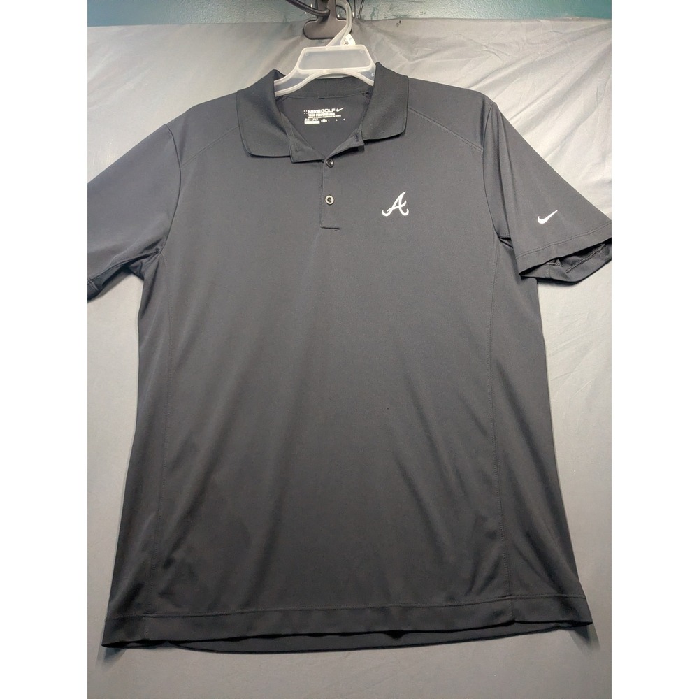 Nike Golf Atlanta Braves Polo Shirt Mens Large Black Dri-FIT Tour Performance L